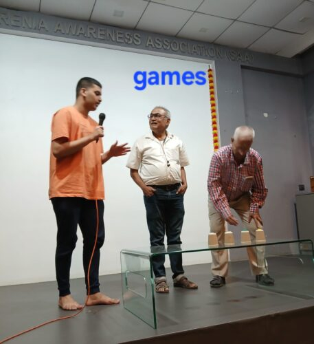 Games – Participants enjoying interactive stage games during the Mental Health Week Talent Show on 6th October 2026. Participants playing interactive stage games during the Mental Health Week Talent Show at SAA